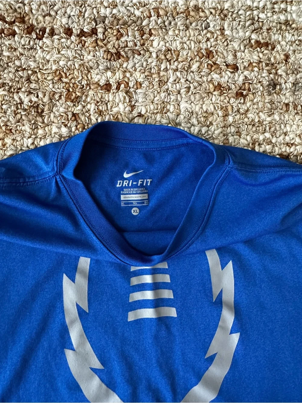 Nike Blue Dri-FIT Graphic Tee with Silver Logo